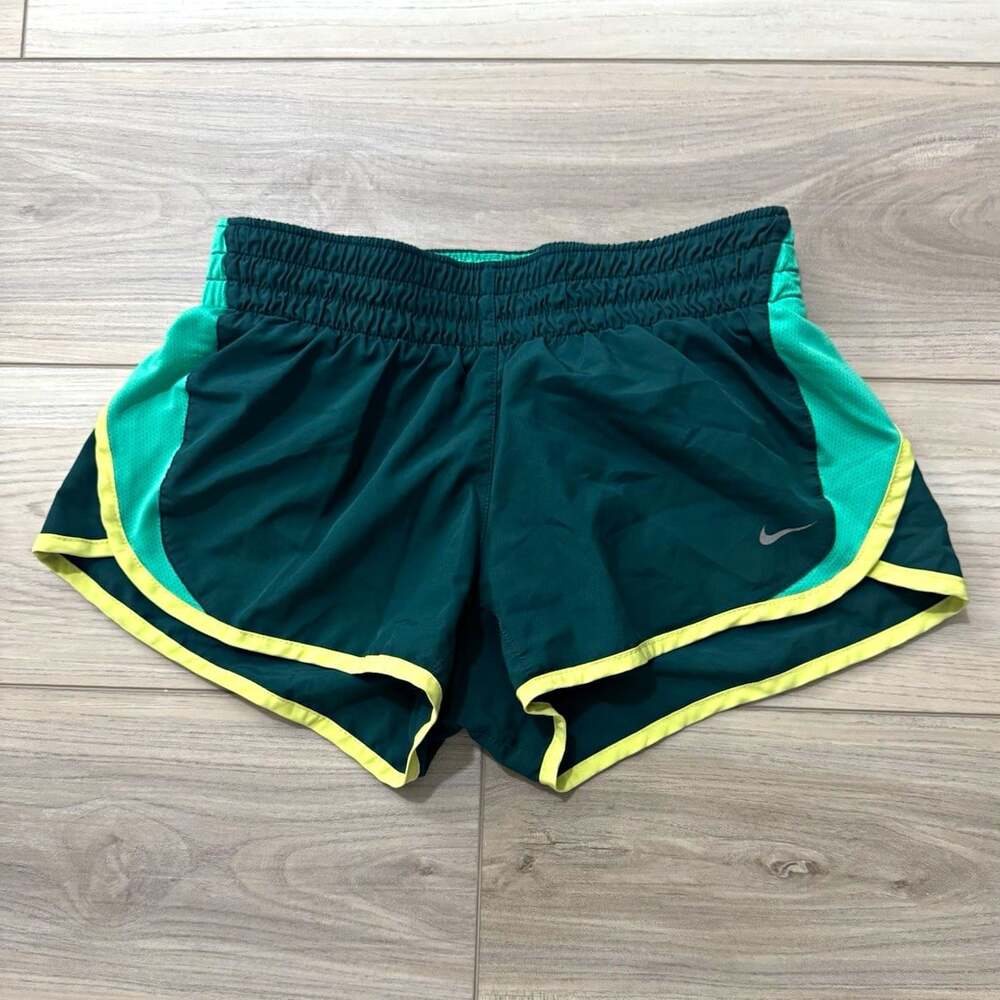 Nike Dri-Fit Tempo Running Shorts Womens Small Green Mint Neon Yellow Lined